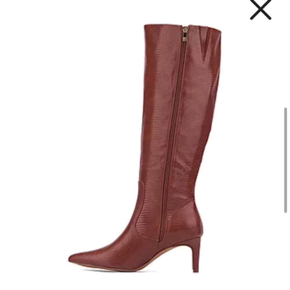 Women's Piper- Croc Embossed Kitten Heel Knee-High Boots Dress Boots NWT - Picture 5 of 9